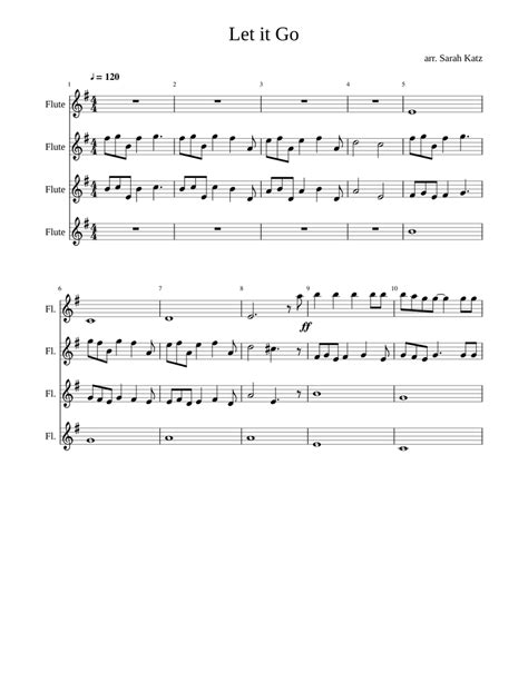 Let it Go for flute choir Sheet music for Flute (Mixed Quartet ...