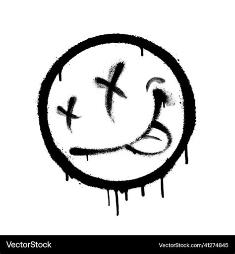 Graffiti emoticon smiling face painted Royalty Free Vector