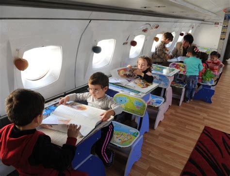 Kindergarten co-pilots: Airplane transformed into kids' school