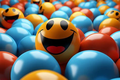 Premium AI Image | a smiley face is surrounded by blue and orange balloons