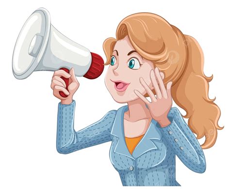 Woman Speeking Into Megaphone Yell Art Speaking Vector, Yell, Art ...