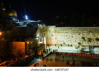 Jerusalem December 15 Western Wall Night Stock Photo 170907821 ...