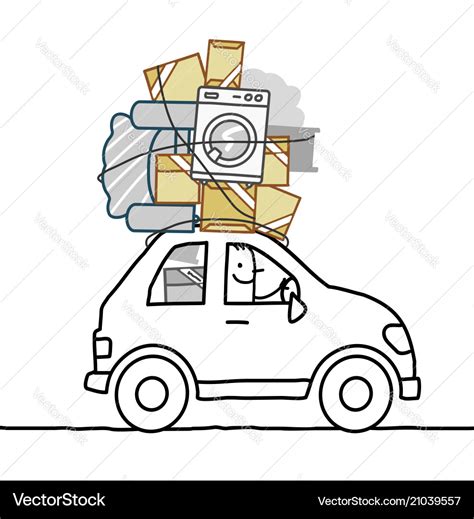 Cartoon man moving in a car Royalty Free Vector Image