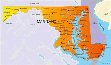 Maryland State Map With Cities – Map Vector