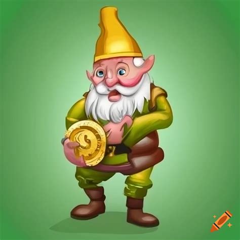 Cartoon image of a dwarf with a gold coin on Craiyon