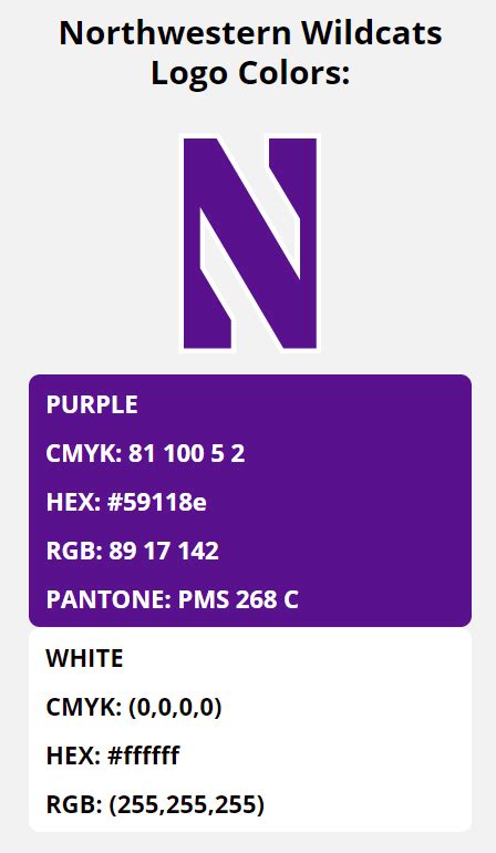 Northwestern Wildcats Team Colors | HEX, RGB, CMYK, PANTONE COLOR CODES ...