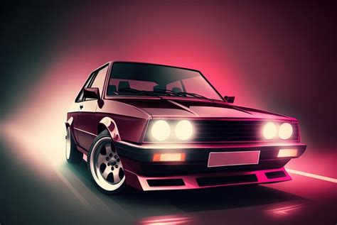 Premium AI Image | 80s styled abstract retro car Vintage automotive design in neon lights ...