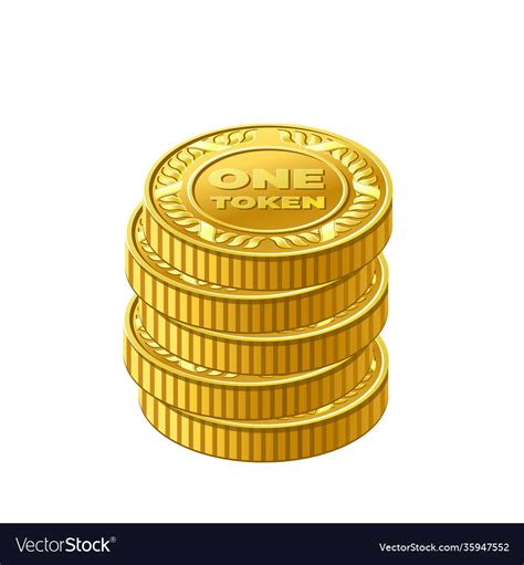 Stack gold one token coin icon Royalty Free Vector Image