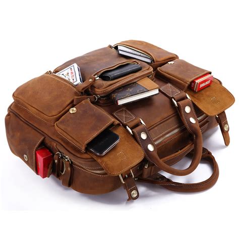 Large Handmade Vintage Leather Travel Bag / Leather Messenger Bag ...