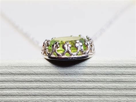 Genuine Peridot Necklace ~ 8mm Peridot Crystal on an 18 Inch Sterling ...