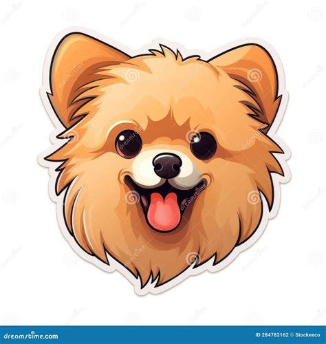 Cute Pom Pom Dog Face Sticker - Detailed Character Design Stock Illustration - Illustration of ...