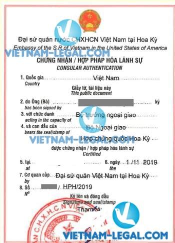 Legalization Result of Birth Certificate from State of Hawaii, USA for use in Vietnam on 1st ...