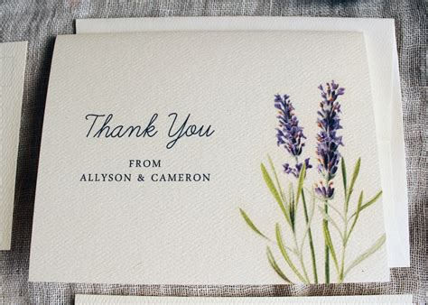 Lavender Thank You Cards Wedding Thank You Card Set Purple Bridal ...