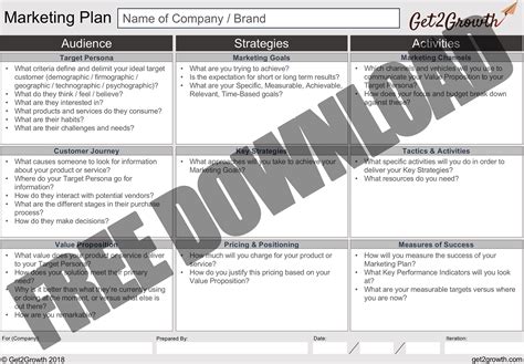 One Page Marketing Plan Template