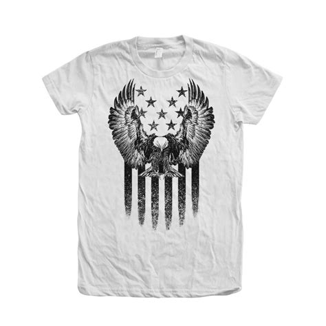 Women Tshirt US Flag American Eagle Custom Hand Screen Print - Etsy