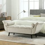 KINFFICT 65" Velvet End of Bed Bench for Bedroom, Upholstered Storage Ottoman Bench with Arms ...