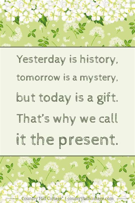 Yesterday is history, tomorrow is a mystery, but today is a gift.