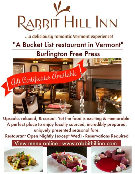 Rabbit Hill Inn Restaurant - "A Bucket List Restaurant in Vermont"