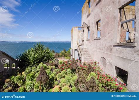 Exterior View of Ruins of Exterior Structures on Alcatraz Island Prison and Gardens Editorial ...