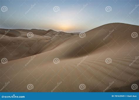 Sunset Over Sand Dunes of Empty Quarter Desert Stock Image - Image of ...