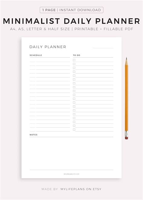 Size A5 Undated Insert Daily Routine Printable Planner Instant Download Paper & Party Supplies ...