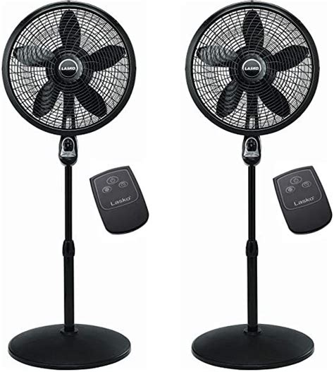 Lasko 2 x 1843 18" Remote Control Cyclone Pedestal Fan, Black | Stand ...