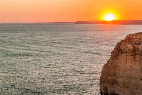 Sunset at the Rocky Cliffs at Ponta Da Piedade Near Lagos, Portug Stock Photo - Image of ...