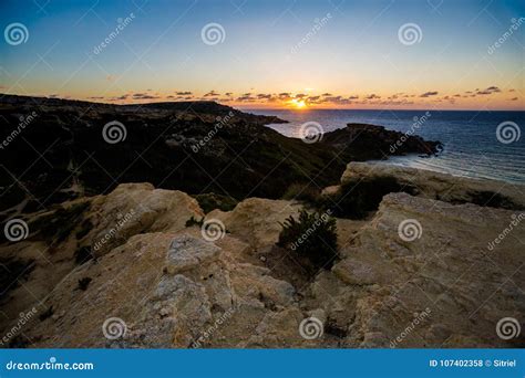 Ghajn Tuffieha Bay on Malta Stock Photo - Image of coastline, lagoon ...