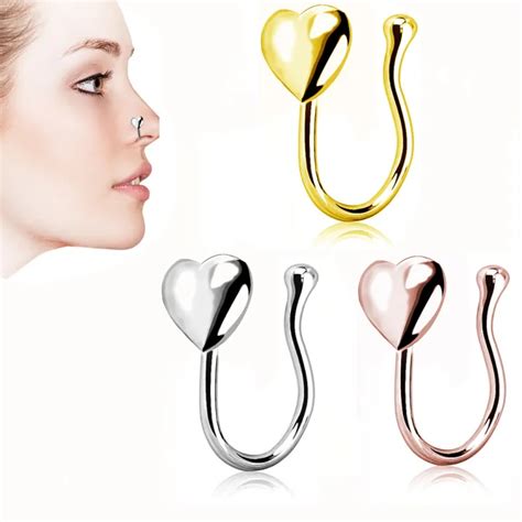 XINSU38 New Fashion Jewelry Fake Septum Cross Fake Piercing Ziron Crystal Fake Nose Ring Nose ...