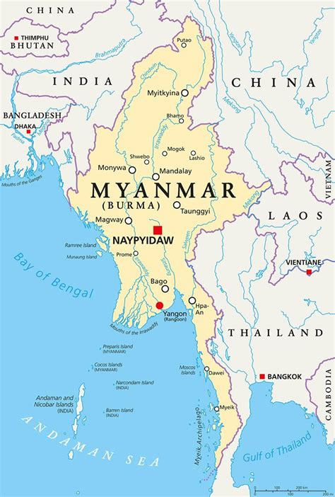 Burma country map - Myanmar country map (South-Eastern Asia - Asia)