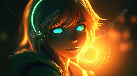 An Anime Girl Who Has Glowing Blue Eyes Background, Glowing Picture, Glow, Glowing Background ...