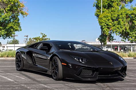 1366x768px | free download | HD wallpaper: black Lamborghini Aventador, Parking, front view ...