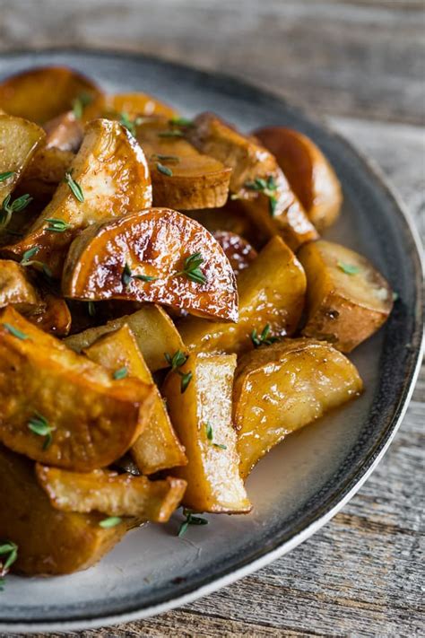 Roasted White Sweet Potatoes - with a honey cinnamon glaze!