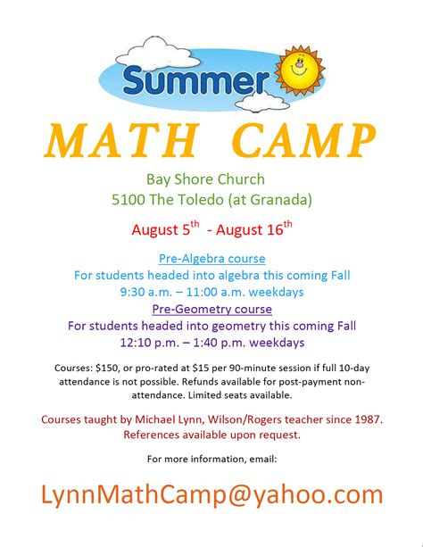 Summer Math Camps – Rogers Middle School PTA