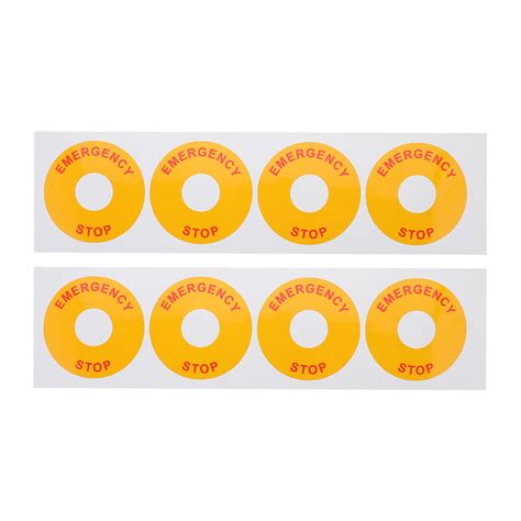 8pcs Emergency Stop Warning Label Sticker Warning Emergency Stop Sign ...