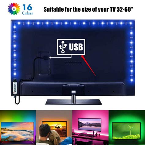 EEEkit USB Powered LED TV Light Strip 5V RGB LED Mood Background Lighting, TV Backlight 16 ...