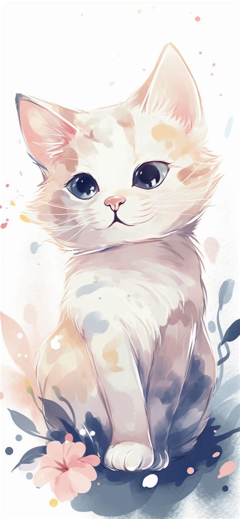 Cute Cat White Art Wallpapers - Cute Cat Wallpapers for iPhone 4k