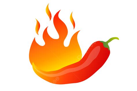 Vector Illustration Of A Spicy Chili Pepper With Flame Cartoon Red For ...