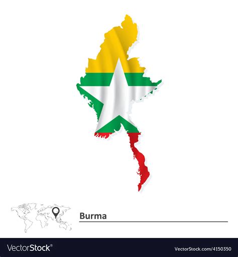 Map of burma with flag Royalty Free Vector Image