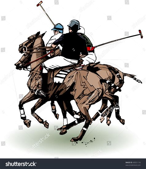 Vector Illustration Polo Players Hand Drawing Stock Vector 49551118 ...