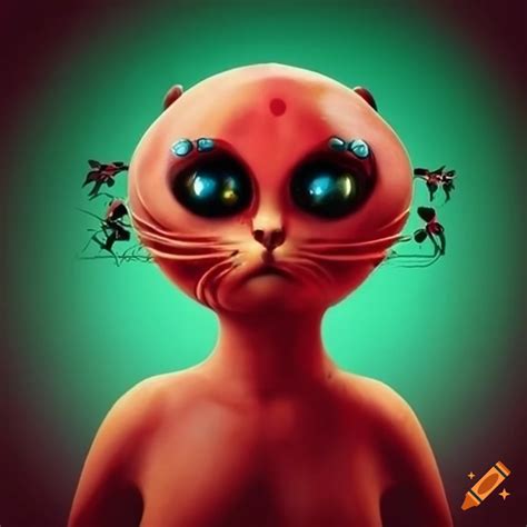 Fantasy cat with ladybug-shaped head on Craiyon