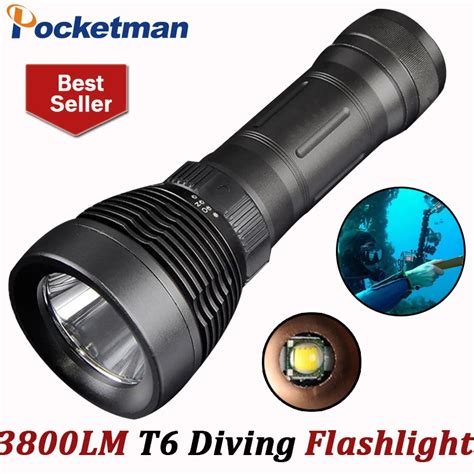 3800 Lumens Diving flashlight led diving light xml t6 buceo dive torch ...