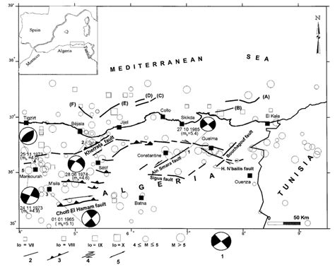 Seismotectonic map of the Eastern Tellian Atlas of Algeria. Focal ...