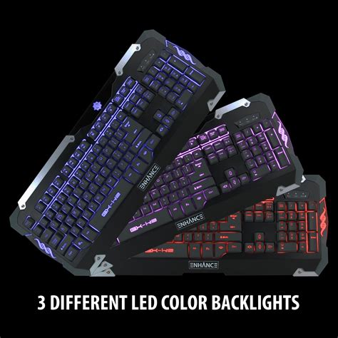 LED Gaming Keyboard with Hybrid Switches , Multimedia Hotkeys & Color Backlights | eBay