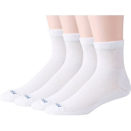 MediPeds Women's Quarter Socks, White, 4pk - Walmart.com