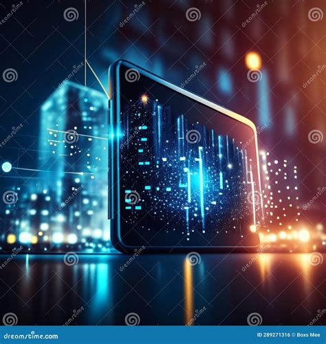 Futuristic Computer with Digital Hologram. 3d Illustration Stock Photo ...