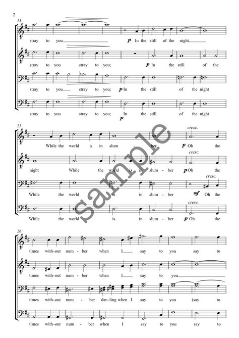 In the Still of the Night - TTBB - Alan Simmons Music - Choral Sheet ...