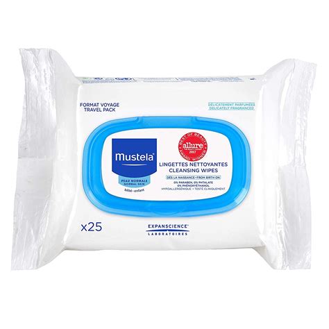 Mustela Baby Cleansing Wipes, Hypoallergenic, Delicately Fragranced, 25 ...