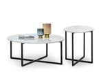 Parson 86cm Round White Marble Coffee Table - Black | Interior Secrets
