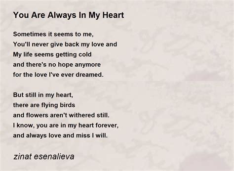 You Are Always In My Heart - You Are Always In My Heart Poem by zinat ...